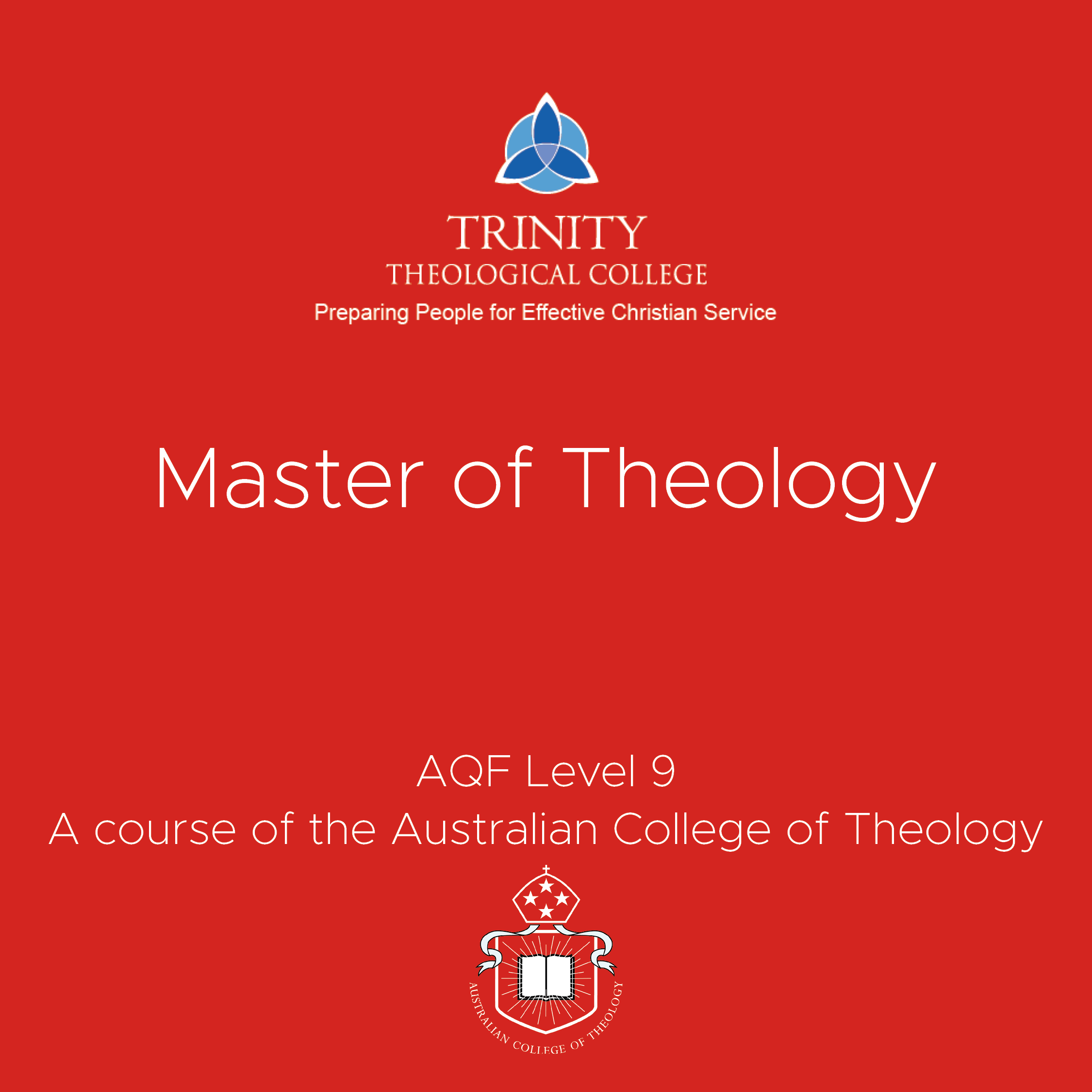 AQF Level 9 Master Of Theology Trinity Theological College